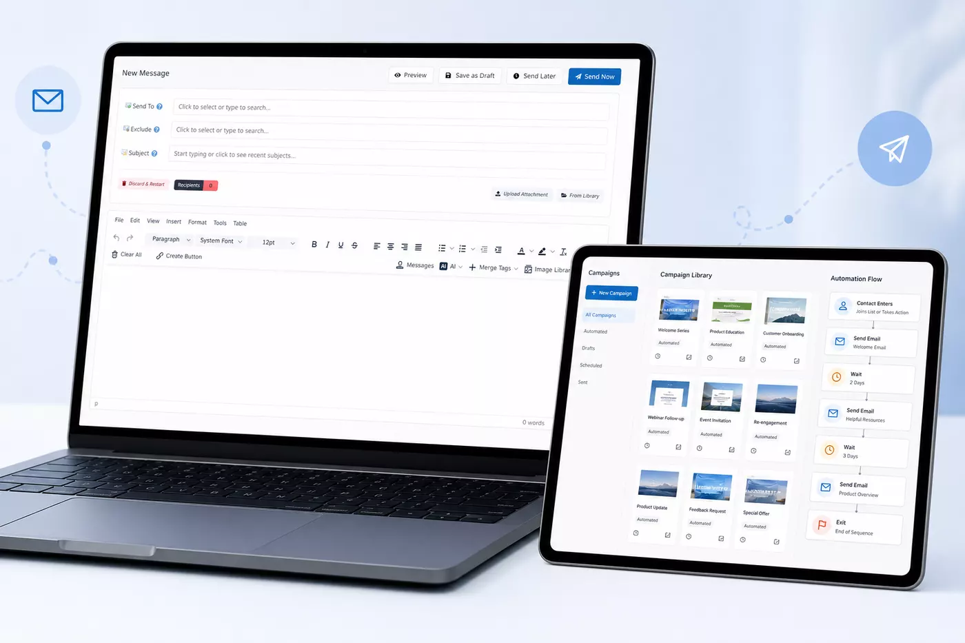 Generated email automation and campaign messenger visual